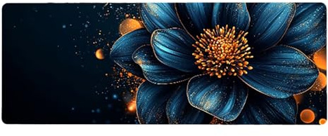 Large Mouse Mat, 30x60cmx3mm, Gaming Mouse Pad, Rubber Base, Stitched Edges, Water Resistant Easy Clean, For All Types, Extend Desktop Protection, Office Men's Gifts, Blue Flower D1YY-643