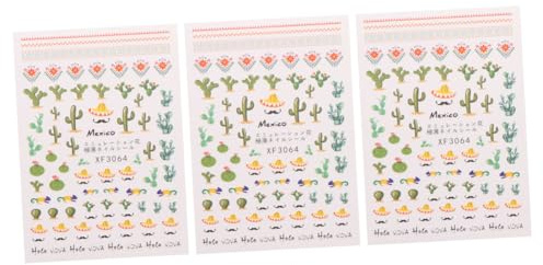 Lurrose Adesivi Facili da Applicare a Forma di Cactus per Unghie 3 in Plastica per Nail Art, per Feste e Domestico