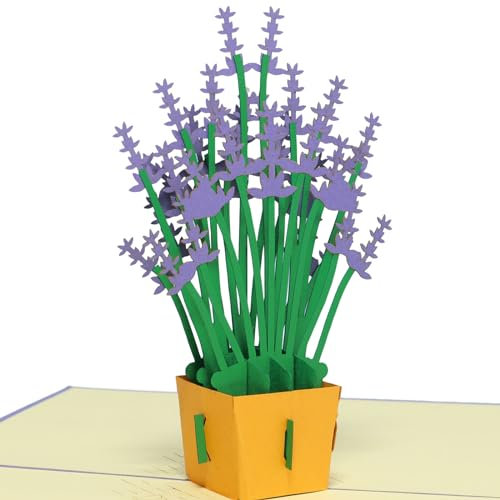 LINPOPUP®, Pop Up 3D Karte, Geburtstagskarte, Glückwunschkarte, Muttertag, Lavendel, N51