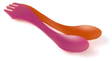 Light my Fire Spork Lefty, die Klassische Messer-Gabel-Löffel-Kombination Spork, Hier für linkhändige gefertigt. Spork Lefty 2-Pack, Fuchsia orange, OneSize, 4128
