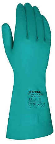 Juba G, sin soporte nitrilo flocado ligero, verde - SIZE: 10
