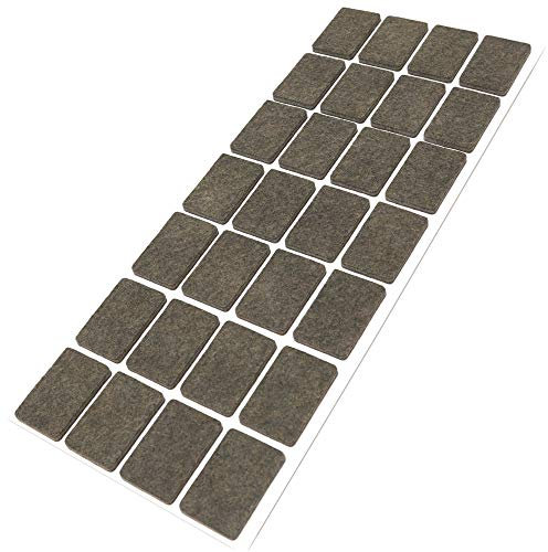 Adsamm® / 28 x Selbstklebende Filzgleiter/Braun / 20x30 mm/Rechteckig/Möbelgleiter aus Filz mit 3.5 mm Stärke/Möbel- und Bodengleiter