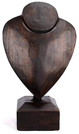 Coco Papaya Buste présentoir à colliers sur pied en bois massif chocolat 30cm