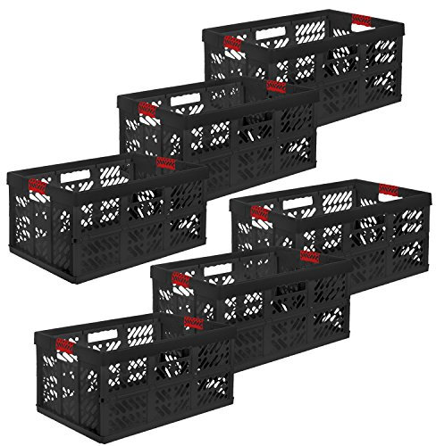 keeeper 6 x Profi-Klappbox Ben, 45 Liter, PP, Graphit/rot