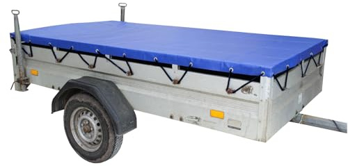 Baumarktplus Anhängerplane Flachplane oder Hochplane Plane Gewebeplane Hängerplane Anhänger Abdeckplane mit Planenseil PVC wasserfest Anhänger 257x134 cm, Flachplane 2575x1345x100 mm