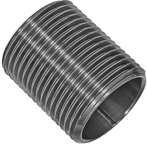 MegaHaustechnik Nippel, 45mm lang, 2 Zoll, Gewindefitting Edelstahl V4A | Trinkwasser geeignet, durchgehendes Außengewinde-Außendurchmesser 60mm DN50 Rohr, rostfrei INOX