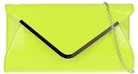 Girly HandBags Pochette da donna oversize in vernice Lime