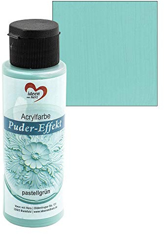 Ideen mit Herz Acrylfarbe Puder-Effekt | 70 ml | Antik-Optik | hochdeckend | hoch pigmentiert | auf Wasserbasis (pastellgrün)