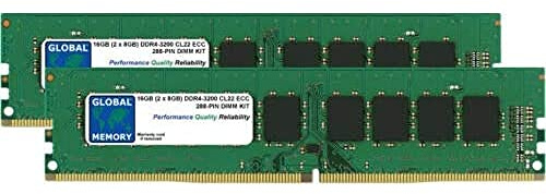 GLOBAL MEMORY 16Go (2 x 8Go) DDR4 3200MHz PC4-25600 288-PIN ECC DIMM (UDIMM) MÉMOIRE RAM KIT pour SERVEURS/WORKSTATIONS/Cartes Meres