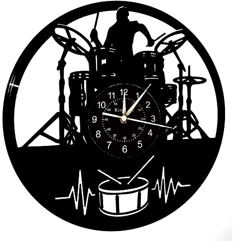 Smotly Vinyl Wall Clock, Music Drum Stand Equipment Record, Music Lover Home Wall Decor Wall Clock Gift.