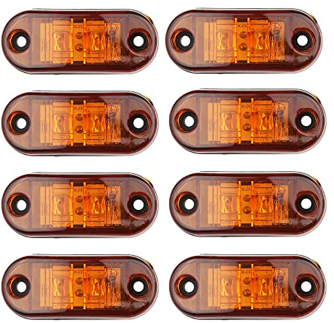 Etomvoop 8 x LED-Seitenmarkierungsleuchten, wasserdichte Blinker, Positions-Seitenleuchten für Anhänger, Van, Wohnwagen, LKW, Boote (Gelb)