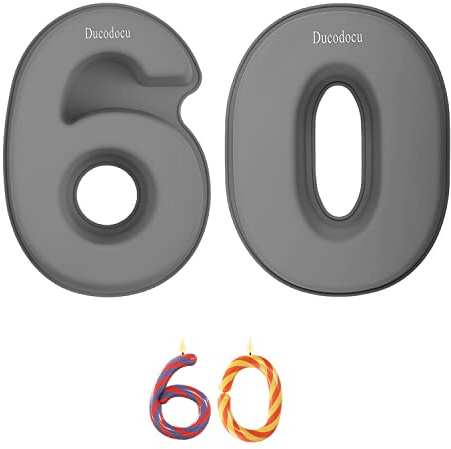Ducodocu Silicone Number Cake Pan Large 3D Number Cake Mold Baking Forms Novel Cake Tins DIY Baking Mold for 6/60/9/90th Birthday Wedding Anniversary 10 inch Number of 6&0, 2 Pack