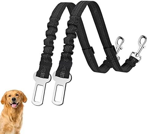 Hundegurt fürs Auto,2Stück Einstellbar Hundesicherheitsgurt Sicherheitsgeschirr Hundegurt Hunde Sicherheitsgurt für Auto Verstellbarer Anschnallgurt Hundesicherheitsgurte für Hunde und Katzen Schwarz