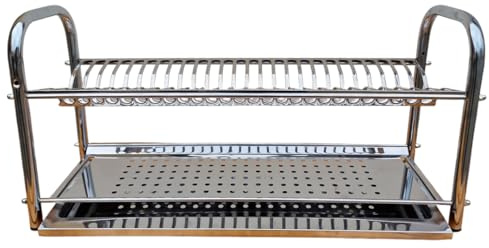 ESPOMASISHOP SCOLAPIATTI DA BASE, PARETE O APPOGGIO – Acciaio Inox AISI 430 Misure 40 50 60 70 80 cm – Con o Senza Vaschetta Raccogligocce Montaggio Facile Made in Italy (40 cm senza Raccogligocce)