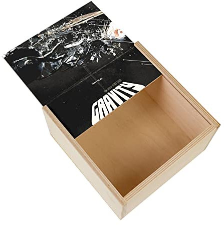 Schatulle aus Holz – Gravity Filmplakat, Original, Kunst, Astronaut, Science Fiction (11 x 11 x 3,5 cm)