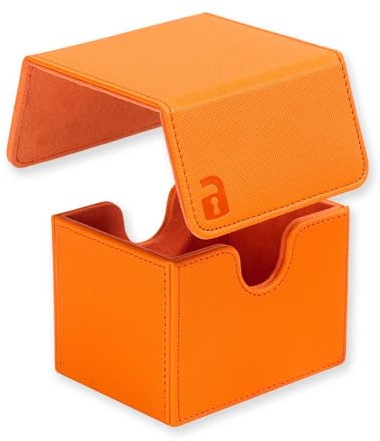 Vault X Sammelkarten-Deckbox, 80+ Karten, Premium-Exo-Tec-Material, seitlich zu öffnende Kartenaufbewahrungsbox mit abnehmbarem Magnetdeckel, für MTG Commander, TCG (Orange) | Für mehr als 100 TCG-Karten. Gepolsterte Seitenlader-Deckbox, sicherer Magnetdeckel, wasserabweisendes Exo-Tec.