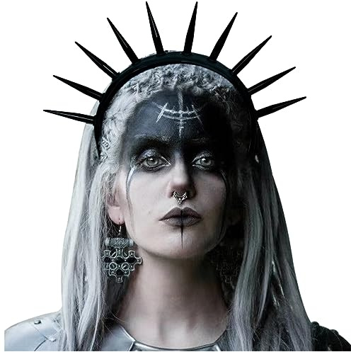keland Goth Haarreif mit Stacheln Gothic Kopfstück Halo Krone Kopfschmuck Damen Halloween Cosplay Accessoire (Schwarz)