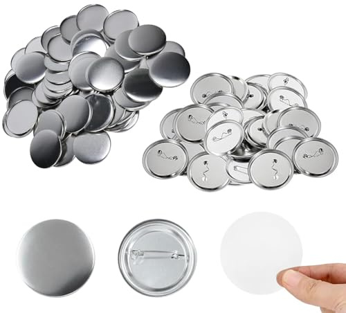 100 Stück Buttons Selber Machen, Ø 75mm DIY Ansteckbuttons Set Blanko Knopf Pins | Inkl. Anstecknadeln & Ersatzteilen | Buttonmaschine Zubehör für DIY Ansteckbuttons, Souvenirs (75mm)