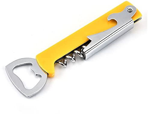 SHOUKAII Abrelatas Manual Sacacorchos de Camareros Abrebotellas Cerveza Abrelatas Accesorios Sacacorchos(Yellow)