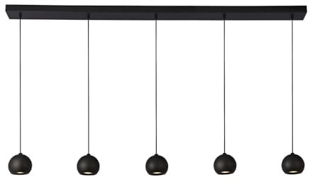 Licht-Erlebnisse Hängeleuchte groß 160 cm lang H: max. 2 m XXL Schwarz 5-flammig GU10 Metall Retro Design Pendelleuchte Esstisch Hängelampe Esszimmer Wohnzimmer