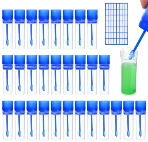 30 Piezas 15ML Tubos de Muestra de Heces, Recipiente Muestra Heces para Análisis, Tubo de Muestras para Heces, Tubos de Ensayo con Cuchara, Tubos de Ensayo para Laboratorio Médico
