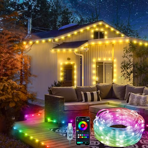 20M LED Lichterkette Außen mit Farbwechsel, 99+ Modi, APP Steuerung, Timer Wasserdicht Bunte RGB Lichterkette für Party Garten Balkon (USB Stecker)