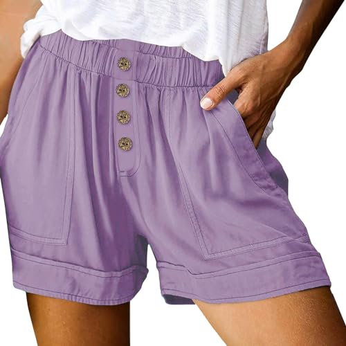Chanpning Kurze Hose Damen Sommer Baumwolle Leinen Shorts für Freizeit Festivals Radunterhose Damen Hosen Sommerhose Shorts Damen Elegant Schwarz Kurze Hose Damen Sexy