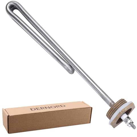 DERNORD 220V 2000W 1 Zoll Faltbarer Heizelement Heizpatrone DN25 BSP Heizstab Edelstahl Messing Flansch mit Silikonring
