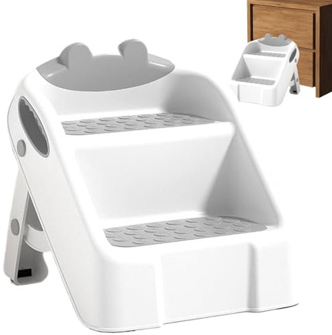 Toilettenleiter für Kinder – Hocker mit 2 Stufen für Kinder, rutschfestes und kippsicheres Design | Klapphocker mit 2 Stufen für eine einfache Aufbewahrung, Verwendung im Badezimmer