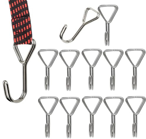 Trsnzul Spiralhaken 12 Stück Planenspanner Edelstahl Haken Seilhaken Haken mit Öse Haken für Expanderseil Spanngurte Haken Planenhaken Edelstahl Haken für Expansionsseil und Anhänger Fahrrad, Planen
