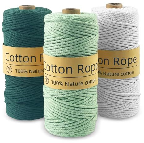 MeoZynxadril 3 Piezas Hilo Macrame, Juego de Macramé 3mm x 100m, DIY Cuerda Macrame, Cuerda de Macramé, Colores Cuerda Gruesa para Tapices, Manualidades Bricolaje, Hogar Decoracion Bohemia
