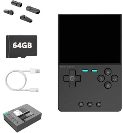Trimui Brick 3.2 Inch Retro Portable Game Console, 1024x768 IPS Display, 64GB Linux System Card, 3000mAh, Long-Lasting Rechargeable Battery, Retro Handheld (Black)