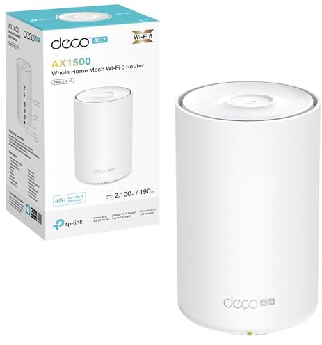 TP-Link AX1500 4G+ Wi-Fi 6 Router, 4G+ LTE CAT6 Coverage, Sim Card Slot, Upto 1500Mbps, add on for all Wi-Fi 7/6/5 Deco Mesh Wi-Fi, Ideal for Gaming&4K (Deco X10-4G) (Renewed)