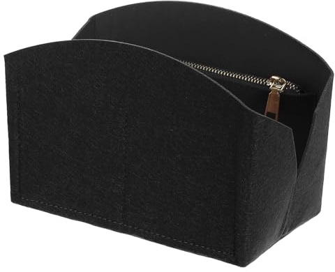 QUARKZMAN väskorganisatör-insats, bärbara filtorganisatör-väskor med metalldragkedja, flera fack, fickfoder för välvda Satchel (20 cm x 10 cm x 14 cm, svart), svart