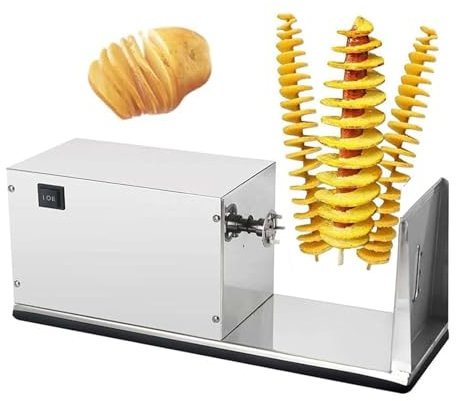 GLJTUO Affettatrice Elettrica per Patate Tornado, Taglierina Elettrica Commerciale, Macchina per La Produzione di Patatine A Spirale in Acciaio Inossidabile con Piedini in,