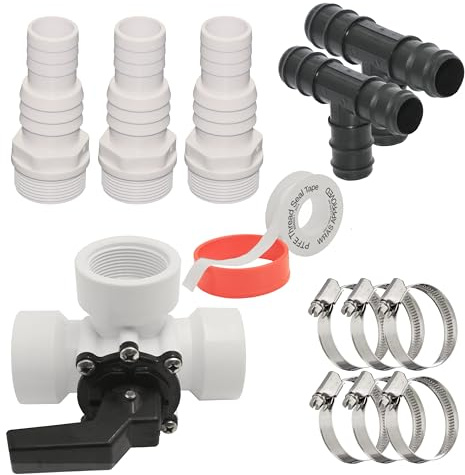 HAF Bypass Set 13-teilig | Ventil für den Anschluss von Pool Wärmepumpe Poolheizung Solaranlage | Adapter für optimale Regulierung des Wasserdurchfluss | Anschlussset mit 32mm 38mm Schlauchanschluss