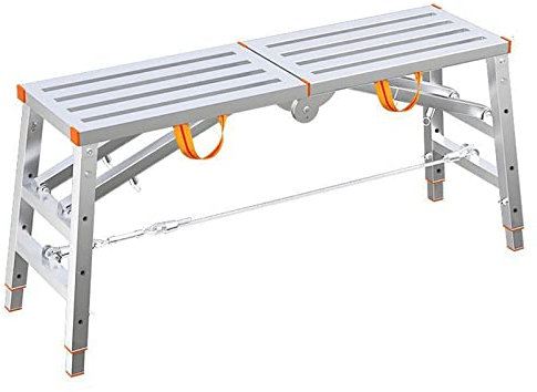 Torre di ponteggi Ponteggi Scala Pieghevole Multiuso Piattaforma di Lavoro Addensamento per Decorare e rifinire cavalletti (15,75X70,87 Pollici) (Argento 15,75 X62,99 Pollici)