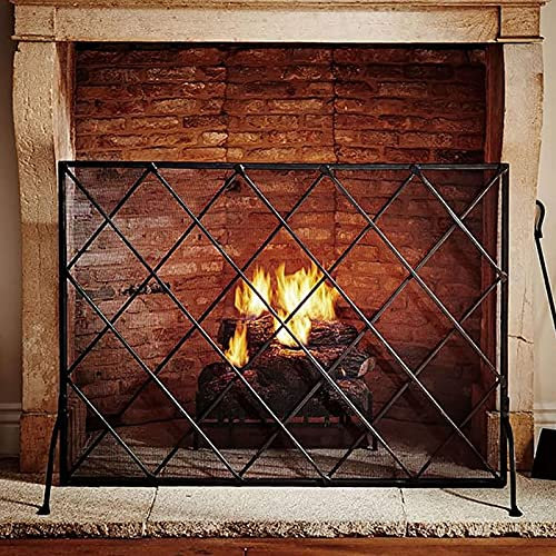 Écran de Protection pour cheminée, 71 cm de Haut, Panneau Simple en Fer, Noir, Grille métallique Robuste pour l'intérieur et l'extérieur
