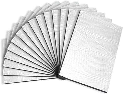 20 Pièces Tapis de Voiture Isolant,Tapis D'Isolation Acoustique Phonique Thermique, Sonore Autocollant Imperméable pour Moteur Voiture Toit Fenêtre (250 x 180 x 5 mm)