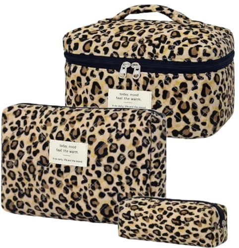Kosmetiktasche Set Kulturtasche Damen mit Blumen, Baumwolle Make Up Tasche Bag, Tragbare Schminktasche Kulturbeutel Reise Zuhause, Cosmetic Bag Frauen Mädchen, Aesthetic Stuff Clean Girl