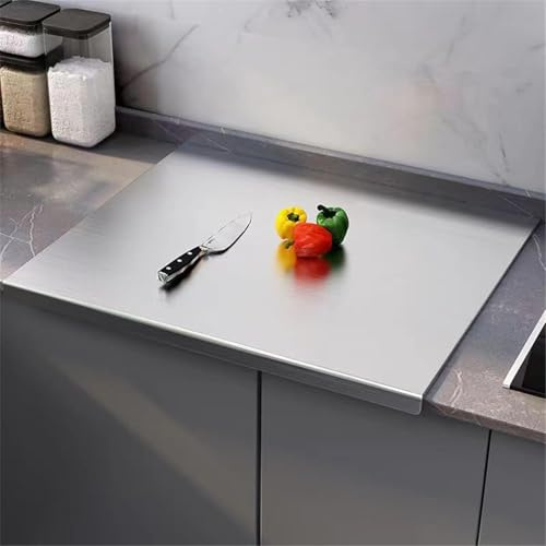 bimiti Cutting Boards Stainless Steel Cutting Boards Worktop Protector 70 x 50cm Chopping Board Worktop Saver Pastry Board Baking Board with Lip and Rolling Pin