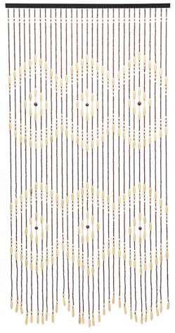 XIAYUHE Perlenvorhang Türvorhang,Türvorhang perlen,31 Perlenketten,Hergestellt aus Bambus und Holz,Hand Gemacht,Beige, Braun,90 X 175cm,Natürliche Holztür Perlenvorhang