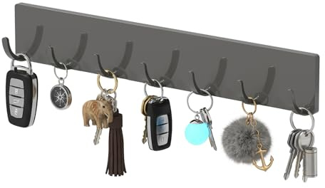 Toski Porte Clef Mural sans Percer,Porte Clé Mural Adhésif avec 7 crochets | Porte Cle Mural avec Puissant sans Traces, Barre à Clés pour Salon, Cuisine, Porte Manteau Mural sans Percage