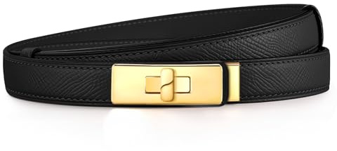 Chritice Schmaler Ledergürtel Damen Gürtel, Verstellbares Länge 53-92CM, Damen Ledergürtel Solide Farbe Klassisch Legierung Twist Lock Taillengürtel, Geschenke für Frauen Damengürtel Breite 1.8CM
