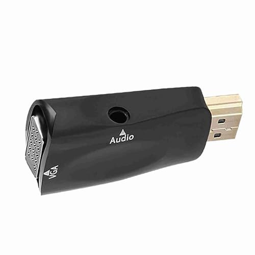 Fockety Adaptador HD 1080P Hembra a VGA Hembra con Chipset Incorporado, Cable de Salida de Audio de 3,5 Mm, para Ver Películas en PC, Computadora Portátil o (Black)