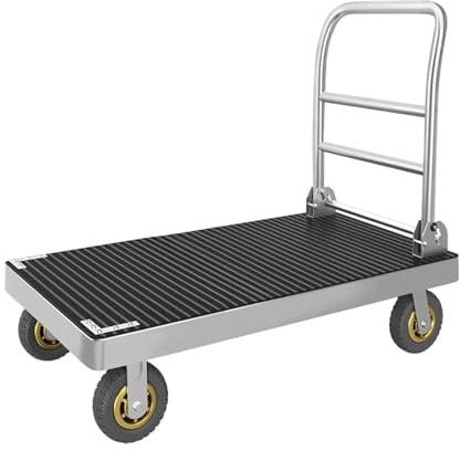 Sackkarre Klappbarer Plattformwagen mit großer Ladefläche und Gummimatte, 6-Zoll-Schwerlasträdern, handgeschobener Stahlwagen Ziehwagen