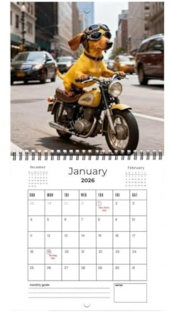 Calendario de pared, planificador con diseño de perro para organización y planificación de citas | Calendario de perros 2026 - Para vacaciones, citas, salón, cocina, oficina, apartamento