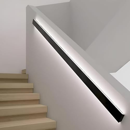 Luz de Pasamanos de Escalera Led con Sensor de Movimiento, Barra de Apoyo de Pared Para Escaleras Interiores, Pasillo O Villa, Opciones de Longitud de 100/150/200 Cm black 200cm