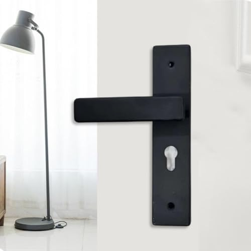 Silent Bearing Door Handle Lock Set, Manganese Steel Construction for Wooden Doors, Black Finish with Key Set
