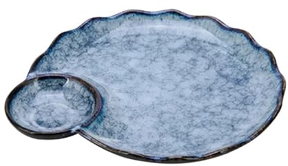 ZythrXLate Ceramic Dumpling Plate Dumpling Plate with Vinegar Ceramic Simple Tableware Household Dish French Fries Shrimp Sash(Color 3)